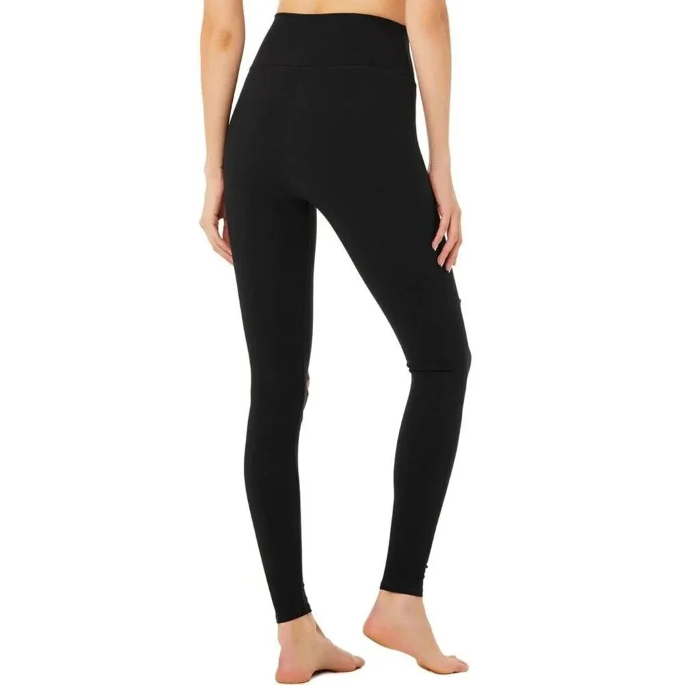Alo Yoga High Waist Ripped Warrior Black Leggings-sz Small
